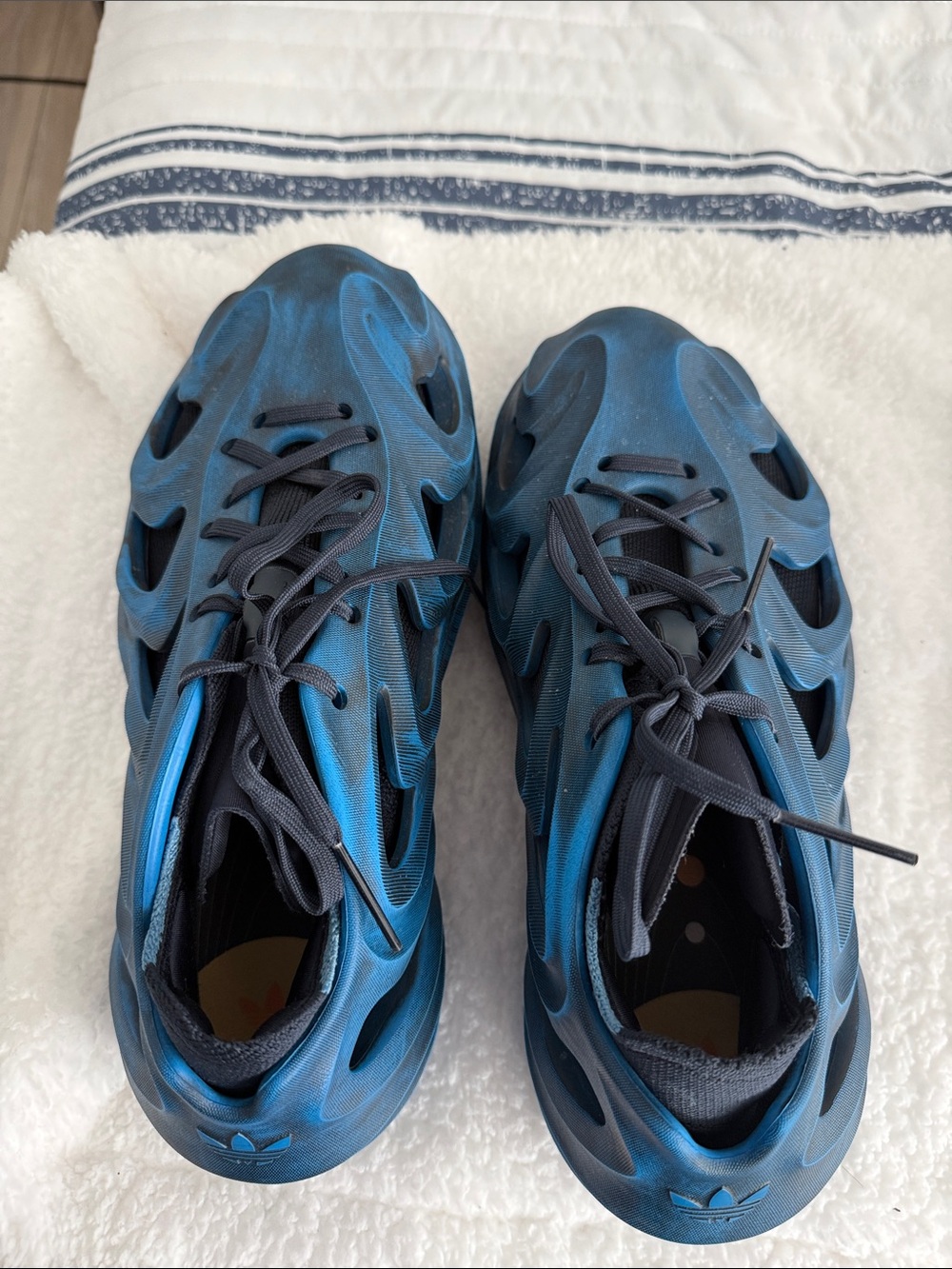 Adidas AdiFOM Q Blue Teal Foam-Style Athletic Sneakers